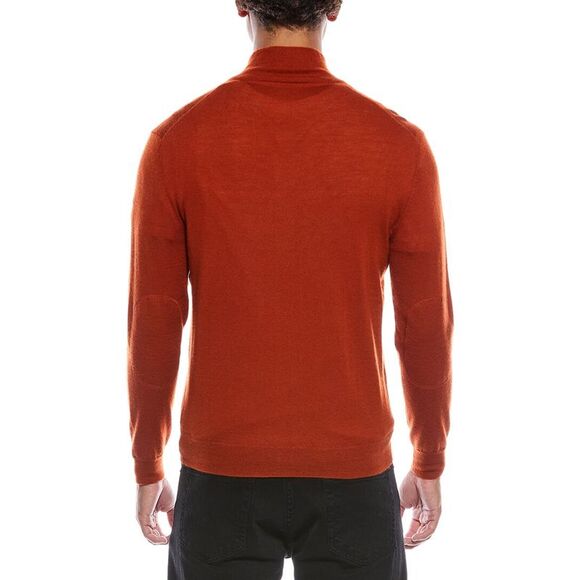 N.Peal Mens  Hyde Fine Gauge Cashmere & Silk-Blend Full Zip Sweater, Orange - Picture 2 of 3